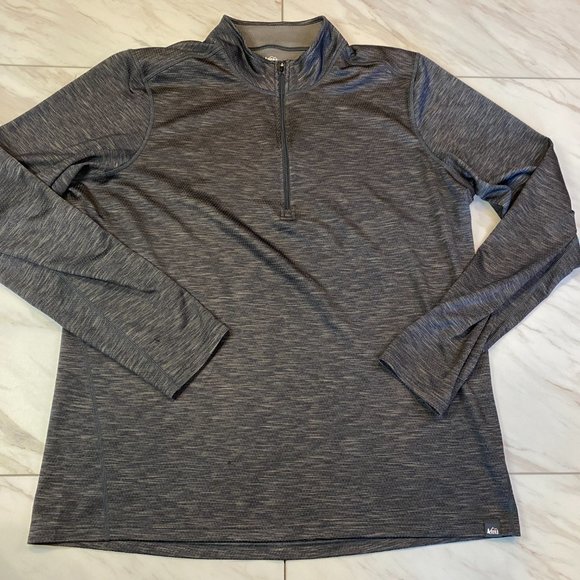 REI Co-Op Long Sleeve 1/4 Quarter Zip Gray Midweight Base XLarge Tall XLT - Picture 2 of 6